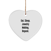 Jewelry Making Gifts from Family - Eat. Sleep. Jewelry Making. Repeat. Heart Ornament for Christmas - Image 1